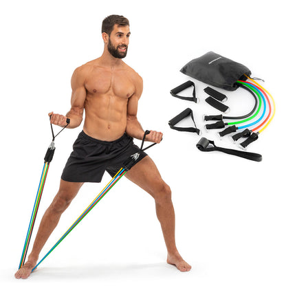 Set of Resistance Bands with Accessories and Exercise Guide Rebainer